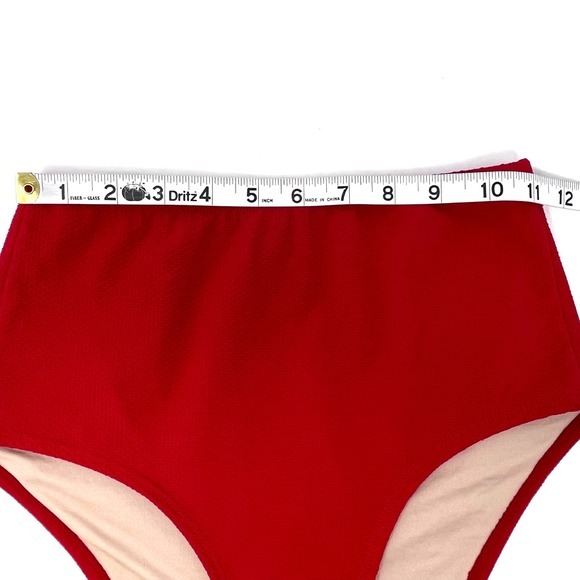 J Crew Bikini Womens Small Off The Shoulder Bikini Set Cherry Red Pique Nylon‎ - Picture 8 of 12